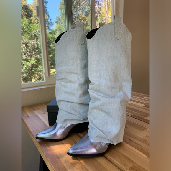 Dollskill Desperado dreaming knee high boots in silver/blue (NWB) - Picture 5 of 10